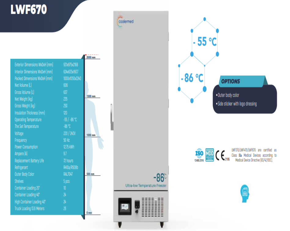 Congélateur vertical -80°C + système de fermeture sécurisé LWF670